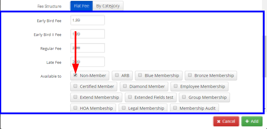 Image showing all Membership Categories unchecked except for 'Non-Member'.