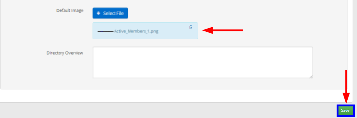 Image showing the upload preview, and the location of the 'Save' button to confirm changes.