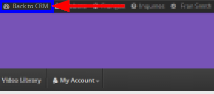 Image indicating the 'Back to CRM' link when Impersonating a member.